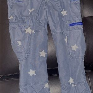 Mini Boden size 8 grey/blue with white stars cargo pants